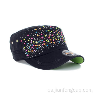 Gorra militar con visera plana de mujer